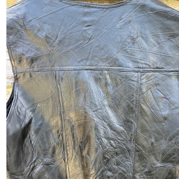 Navarre Leather Company Italian Stone Black Men's Leather Vest Size 4XL - Picture 6 of 6